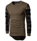 EverNight Camiseta Larga para Hombre Costuras De Malla De Camuflaje De Calle Alta Camisa Estampada De Manga Larga Suéter Pullover Camisa Polo Camiseta De Manga Larga,Green,XXL