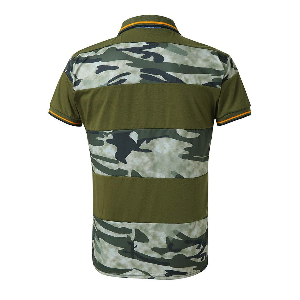 Dainzuy Camisas para Hombre de Manga Corta Casual Camuflaje impresión de Moda Verano Slim Fit Color Block Henley Camisetas Tops tee
