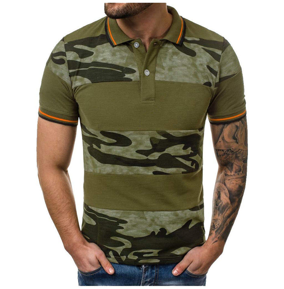 Dainzuy Camisas para Hombre de Manga Corta Casual Camuflaje impresión de Moda Verano Slim Fit Color Block Henley Camisetas Tops tee