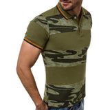 Dainzuy Camisas para Hombre de Manga Corta Casual Camuflaje impresión de Moda Verano Slim Fit Color Block Henley Camisetas Tops tee