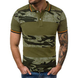 Dainzuy Camisas para Hombre de Manga Corta Casual Camuflaje impresión de Moda Verano Slim Fit Color Block Henley Camisetas Tops tee