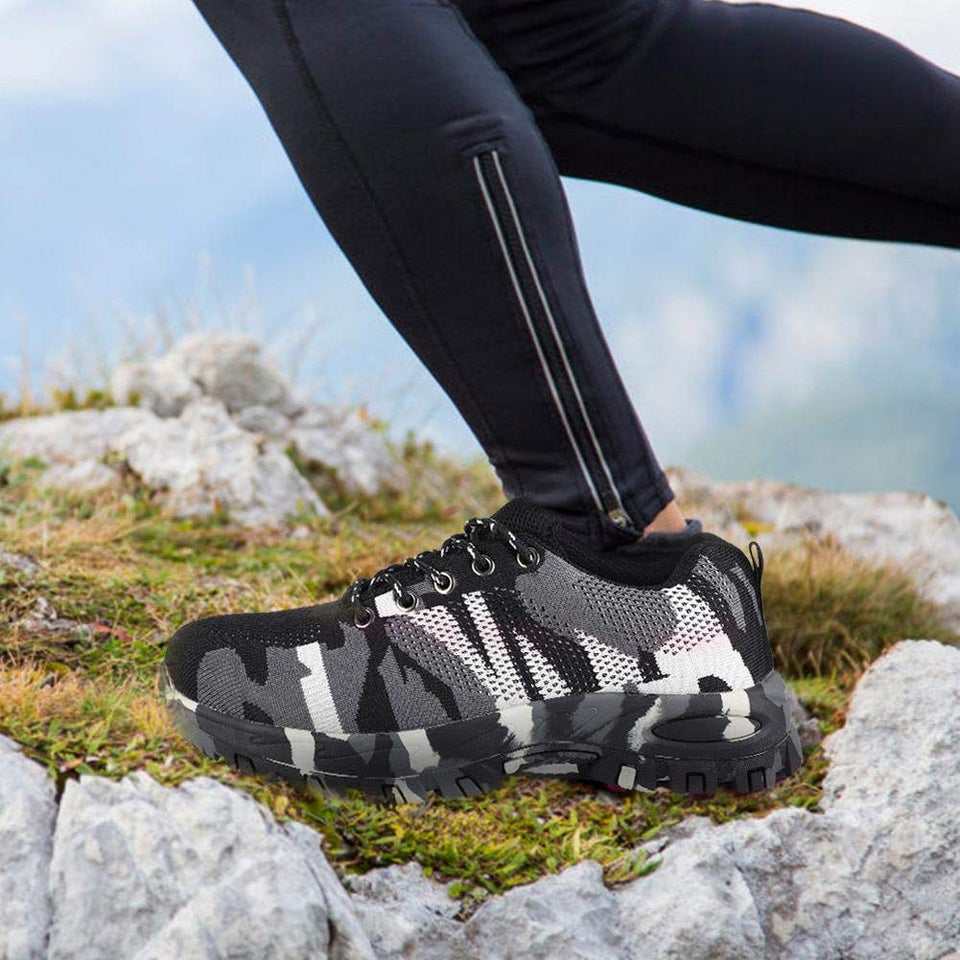 Bnineteenteam Botas de Trabajo de Camuflaje con Puntera de Acero para Hombres Calzado de Seguridad para Exteriores, a Prueba de pinchazos, Transpirable, Antideslizante