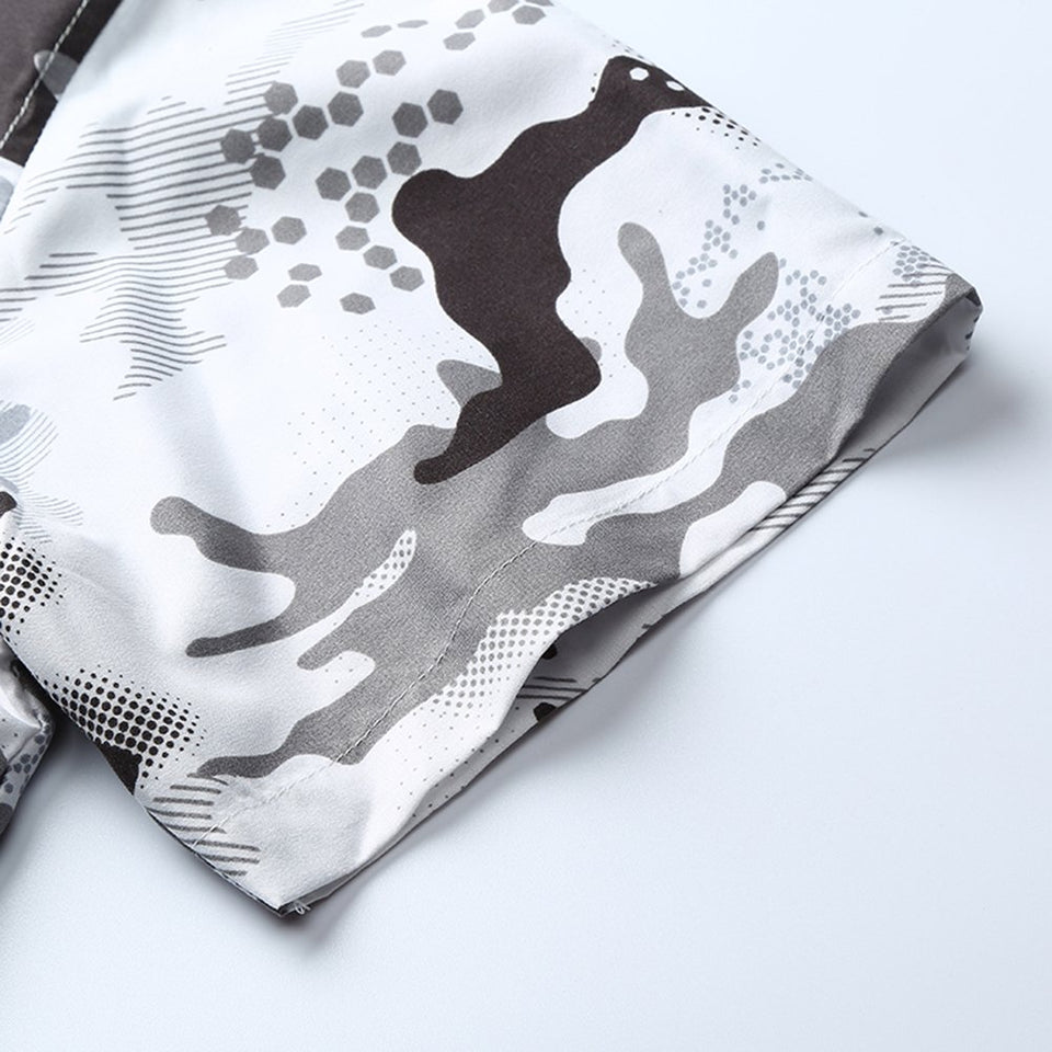 Camisa Estampada Casual para Los Hombres de Playa, Camisa de Algodón Suave, Camisas de Manga Corta Impresas Camuflaje