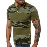 Dainzuy Camisas para Hombre de Manga Corta Casual Camuflaje impresión de Moda Verano Slim Fit Color Block Henley Camisetas Tops tee