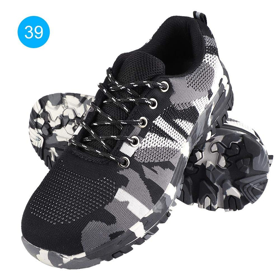 Bnineteenteam Botas de Trabajo de Camuflaje con Puntera de Acero para Hombres Calzado de Seguridad para Exteriores, a Prueba de pinchazos, Transpirable, Antideslizante