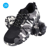 Bnineteenteam Botas de Trabajo de Camuflaje con Puntera de Acero para Hombres Calzado de Seguridad para Exteriores, a Prueba de pinchazos, Transpirable, Antideslizante
