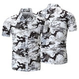 Camisa Estampada Casual para Los Hombres de Playa, Camisa de Algodón Suave, Camisas de Manga Corta Impresas Camuflaje