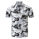 Camisa Estampada Casual para Los Hombres de Playa, Camisa de Algodón Suave, Camisas de Manga Corta Impresas Camuflaje