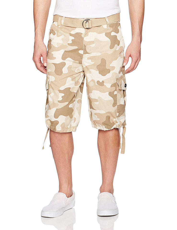 SOUTHPOLE Pantalones Cortos de Carga básicos para Hombre, Todo el año, con cinturón, Ripstop