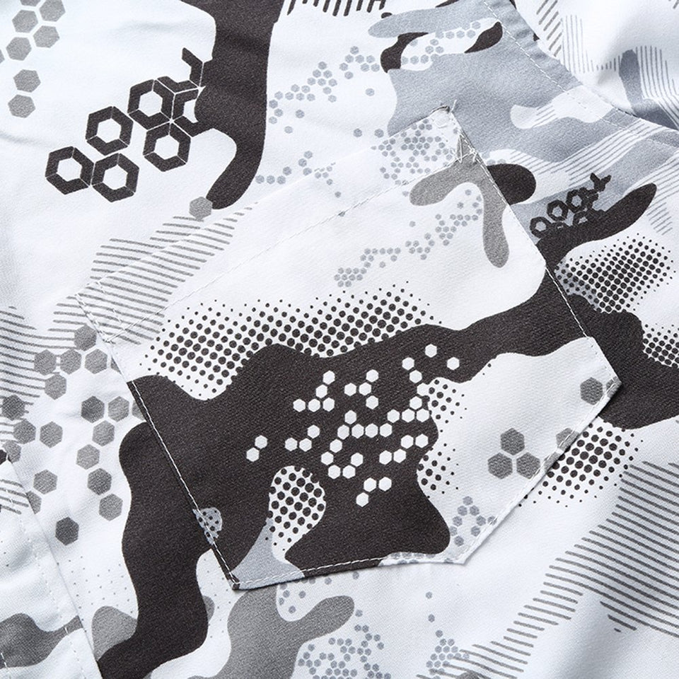 Camisa Estampada Casual para Los Hombres de Playa, Camisa de Algodón Suave, Camisas de Manga Corta Impresas Camuflaje